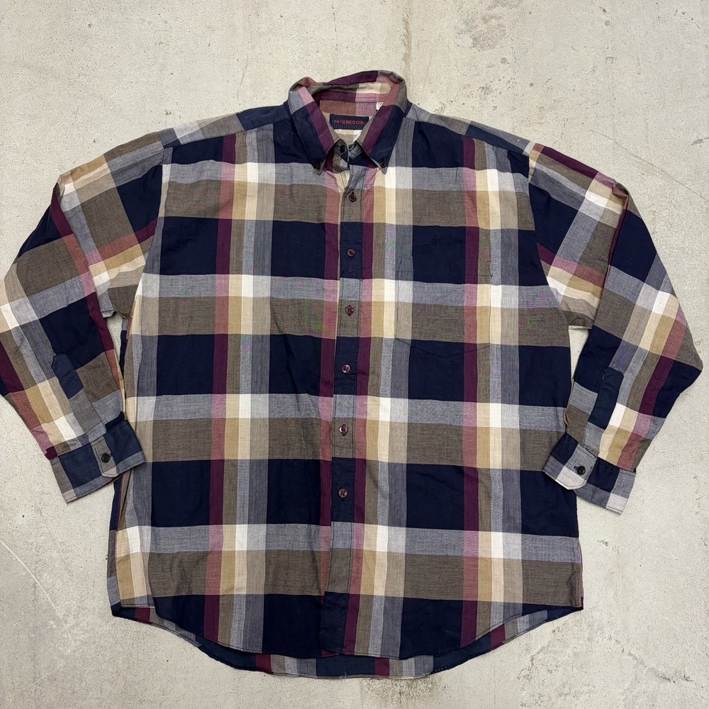 McGregor Classic Shirt Men's XL Vintage Plaid Button Down Long Sleeve